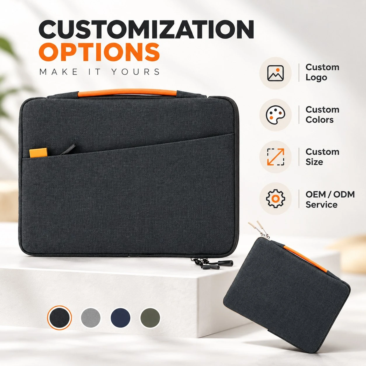Custom Laptop Sleeve for MacBook with logo, color, size and OEM ODM customization options Custom Laptop Sleeve for MacBook with logo, color, size and OEM ODM customization options